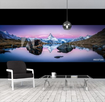 Picture of Stellisee in der Schweiz mit Matterhorn im Hintergrund Panorama